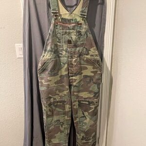liberty Men's Woodland Camo Cargo Overalls in Green/Brown